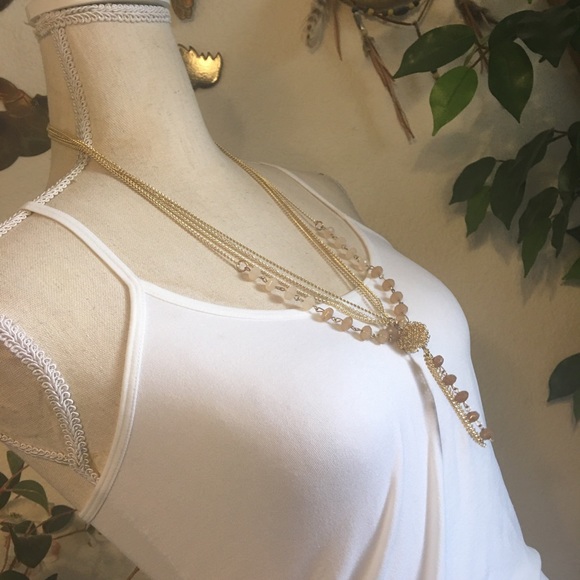 Multi strand gold chain with faceted bead necklace - Picture 2 of 8